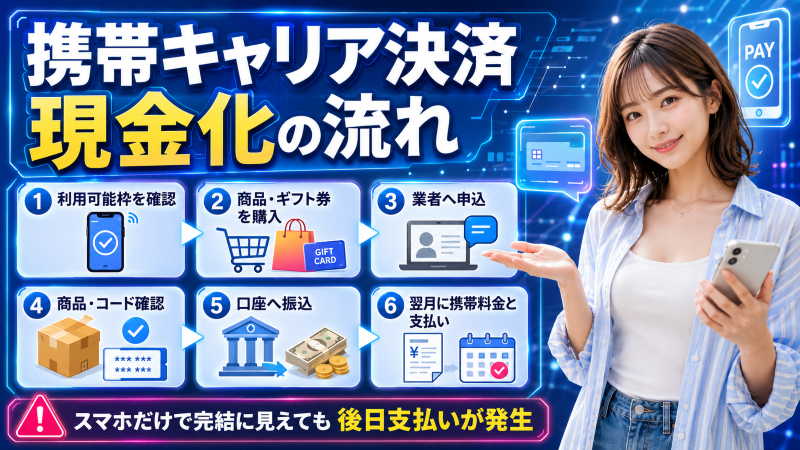携帯キャリア決済現金化の流れ