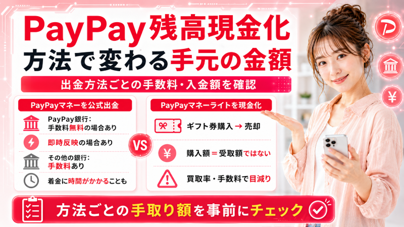 PayPay残高現金化の方法で手元の金額が変わる
