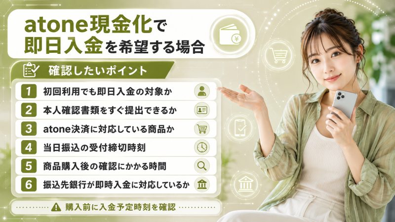 atone現金化で即日入金を希望する場合