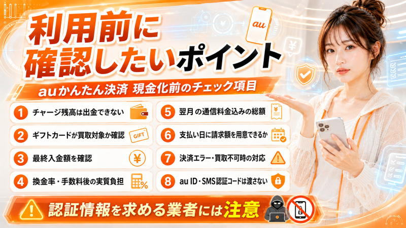 auかんたん決済現金化のチェックポイント