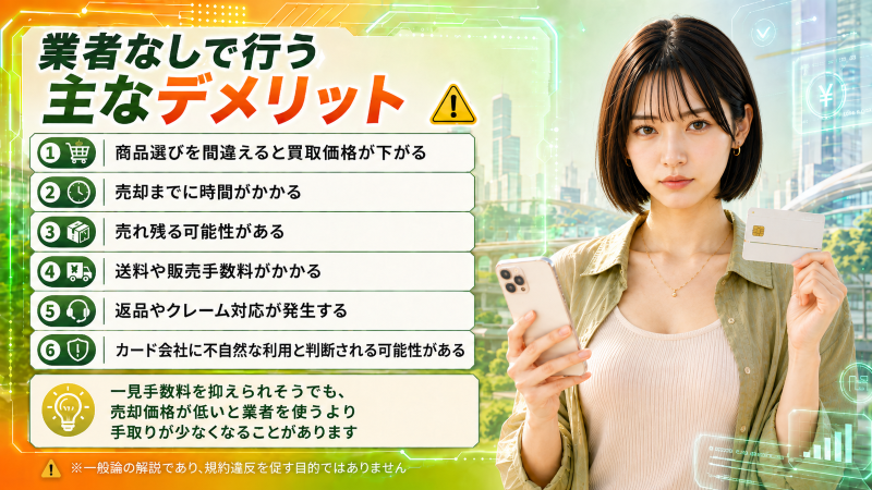 業者なしでクレジットカード現金化を行う場合のデメリット