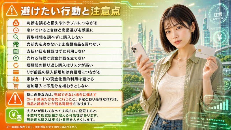 クレジットカード現金化で避けた方がいい行動