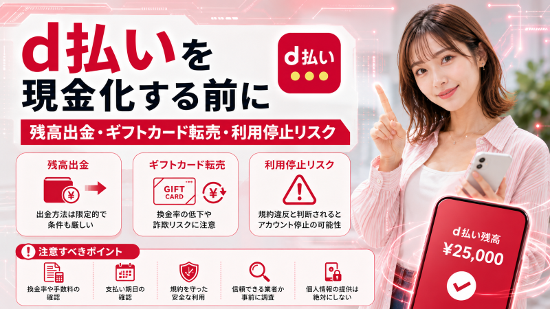 d払いを現金化する前に―残高出金・ギフトカード転売・利用停止リスク
