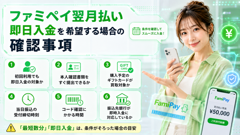 ファミペイ現金化で即日入金を希望する場合