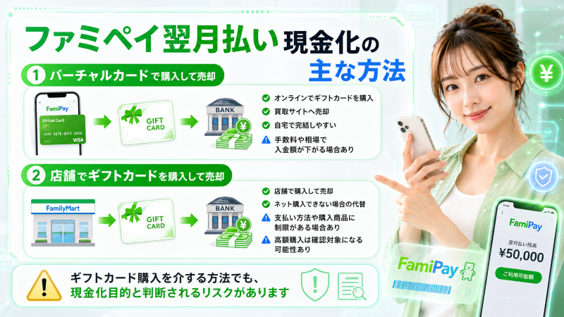 ファミペイ現金化の主な方法