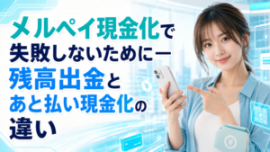 メルペイ現金化で失敗しないために―残高出金とあと払い現金化の違い