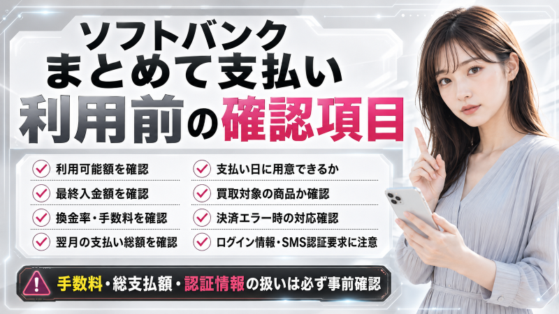 ソフトバンクまとめて支払い現金化利用前の確認項目